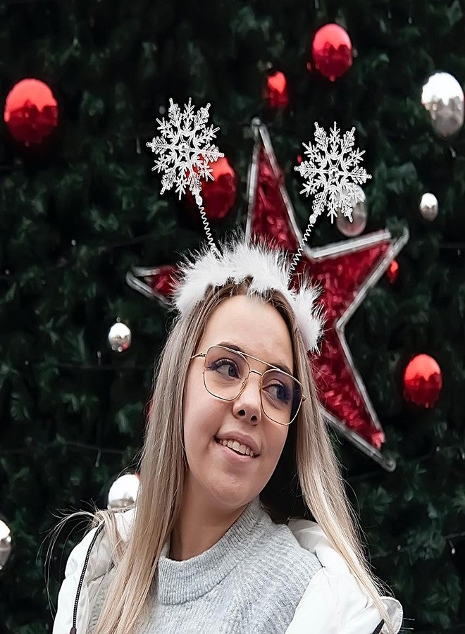 Doneace Snowflakes Headband Glitter Christmas Head Boppers Hair Band Winter Xmas Snowflake Hair Hoops Holiday Party Hair Accessories Decoration For Adults And Kids - Image 4